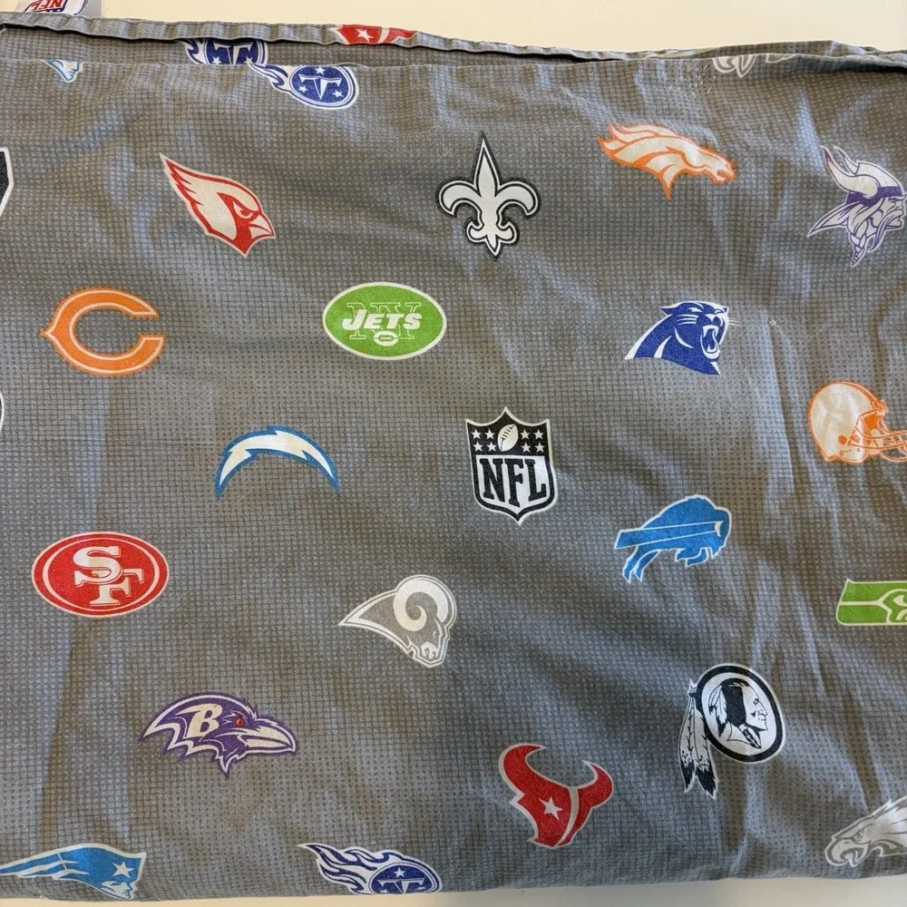Pottery Barn Teen NFL Logos Flat Sheet Queen Size Football Redskins Raiders